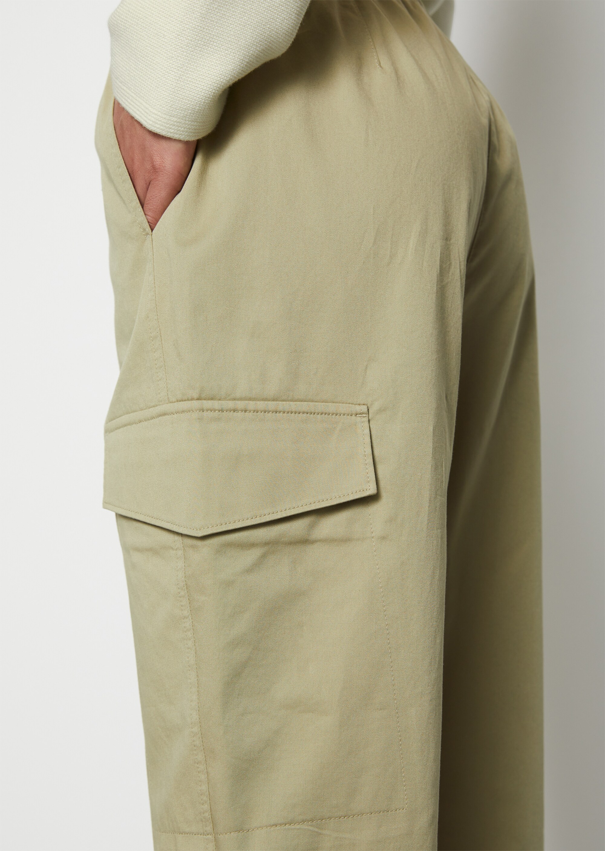Cargo-Schlupfhose taperedaus Baumwoll-Satin-Stretch