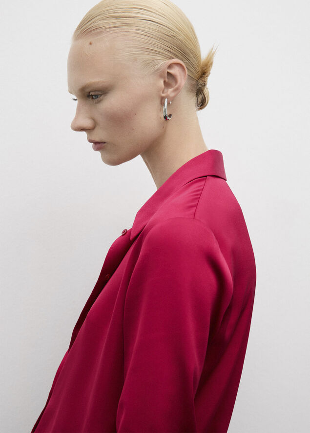 MANGO Satin finish flowy shirt Bright pink