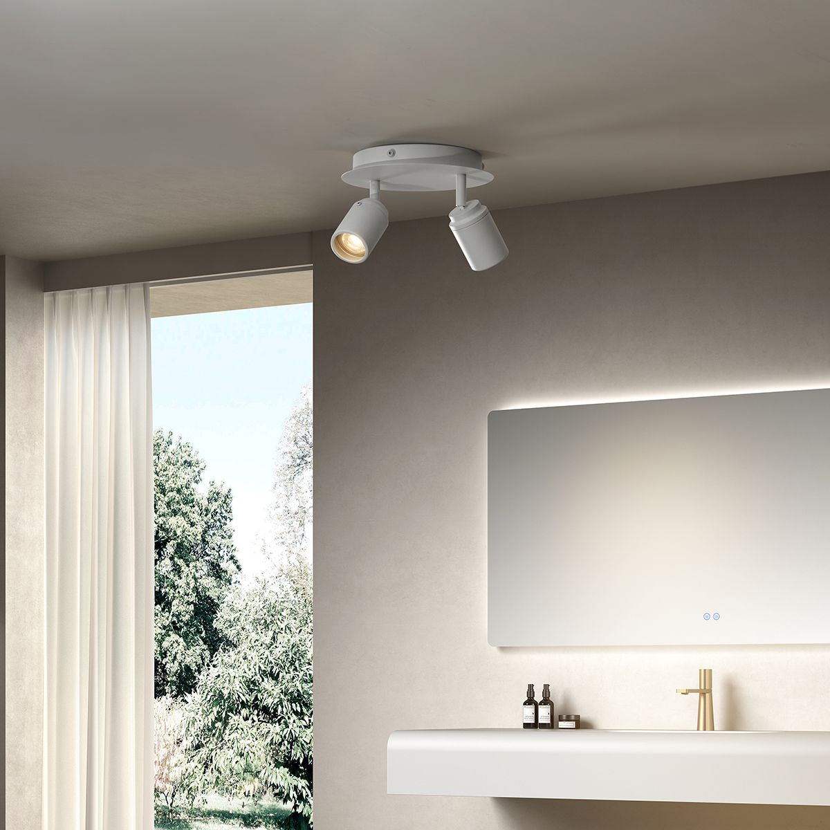 Moderne badkamer spot wit 2-lichts IP44 - Ducha