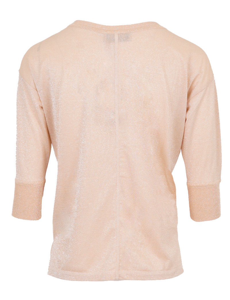 MOS MOSH TOP FEMME KIARA MANCHES MAILLE LUREX 3/4 PEACH PARFAIT