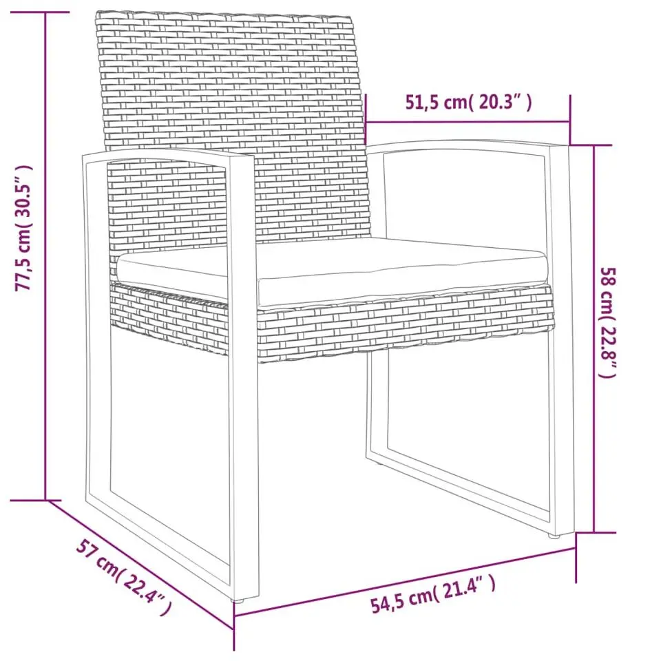 vidaXL - Tuinstoelen - Zwart - Polypropyleen - 2 stuks