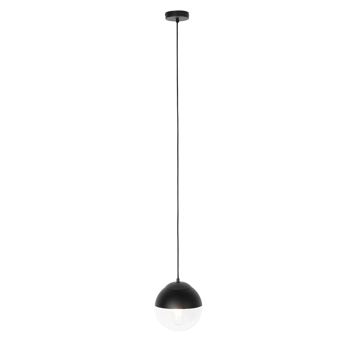 Retro hanglamp zwart met helder glas 20 cm - Eclipse