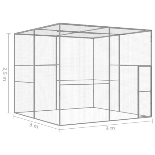 Gaiola grande de metal para gatos, cor prateada