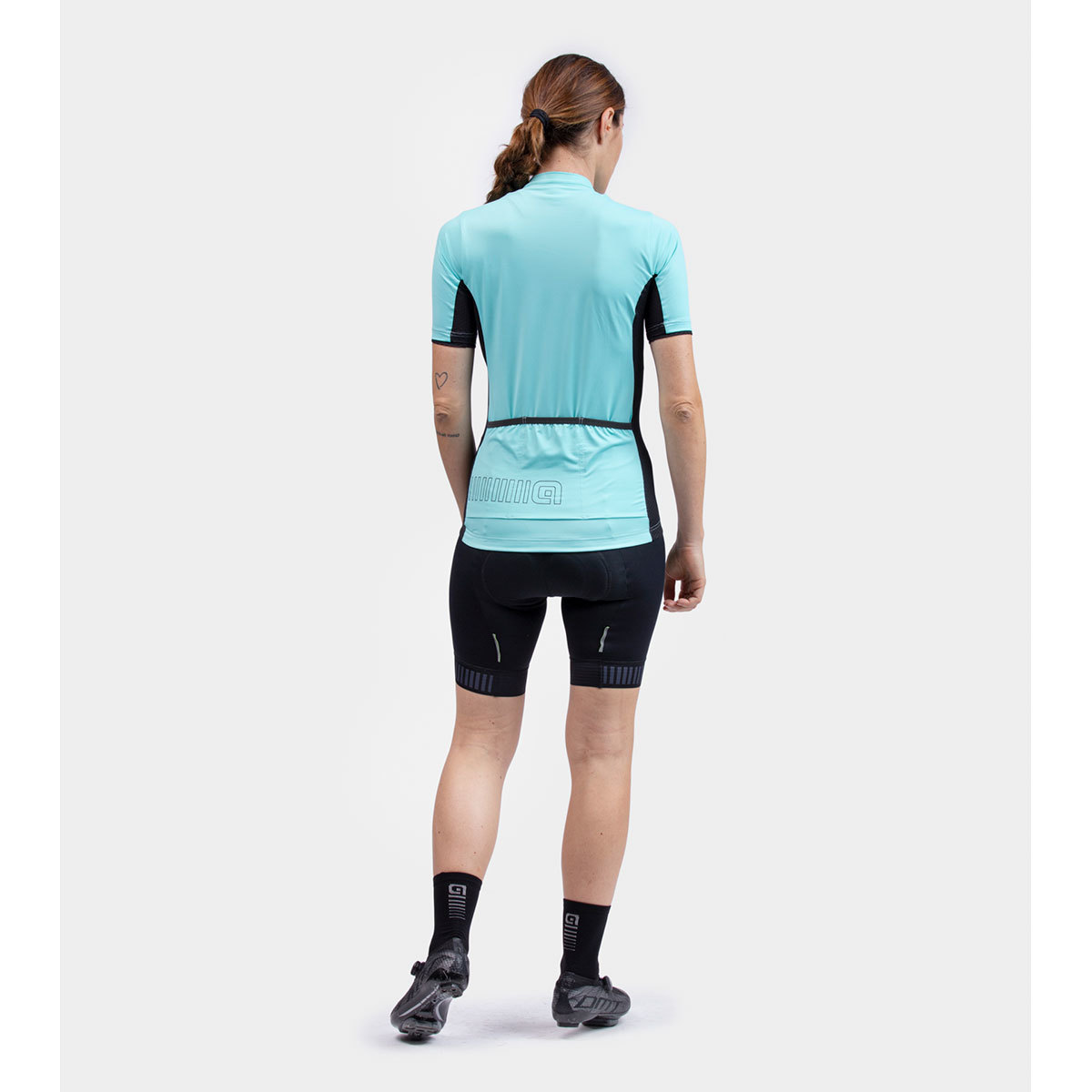 Ale Solid Color Block Fietsshirt Korte Mouwen Aquablauw Dames