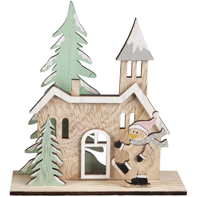 Standdeko - Haus - aus Holz - 17 x 6 x 18 cm