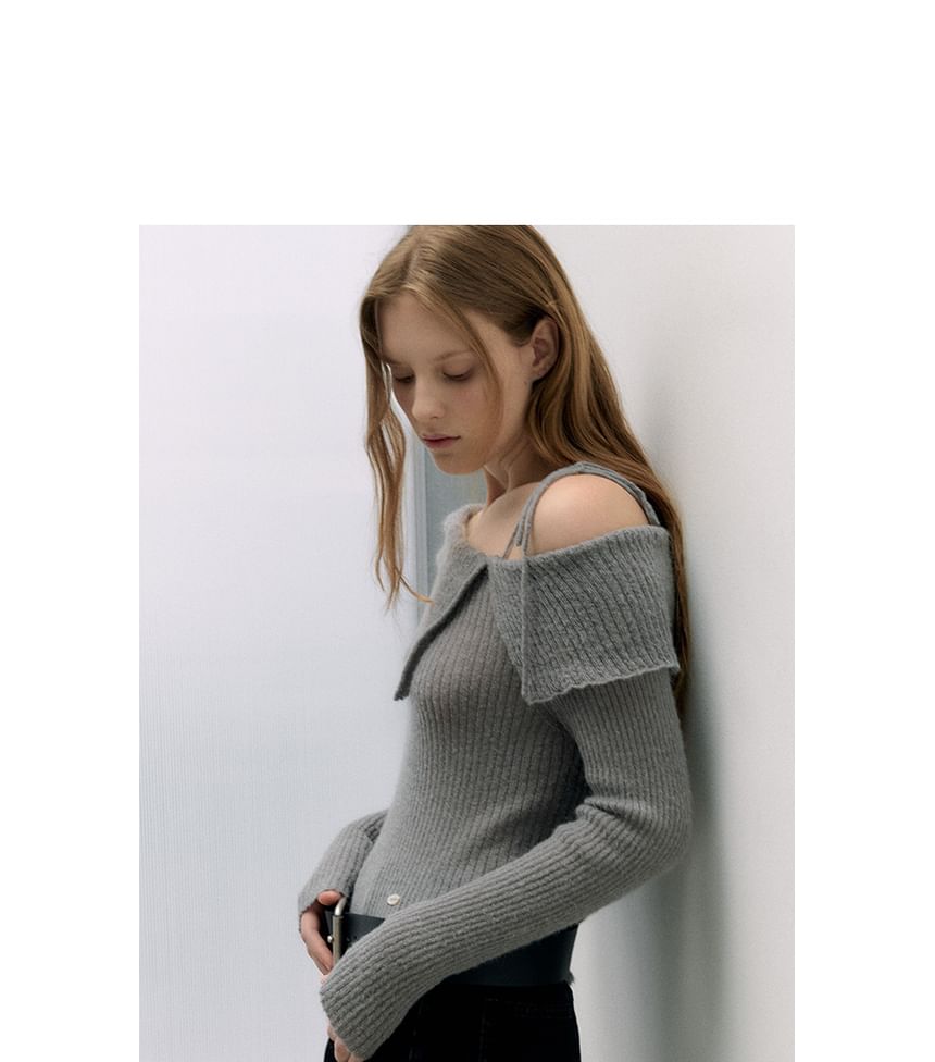 rolarola - Off-Shoulder Rib-Knit Top (Grijs)