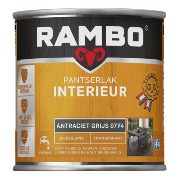 Rambo pantserlak interieur transparant zijdeglans antraciet grijs 250 ml