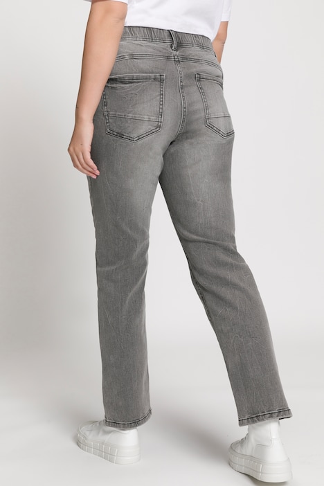 Jeans Sammy, schmale 5-Pocket-Form, Lederoptik-Details
