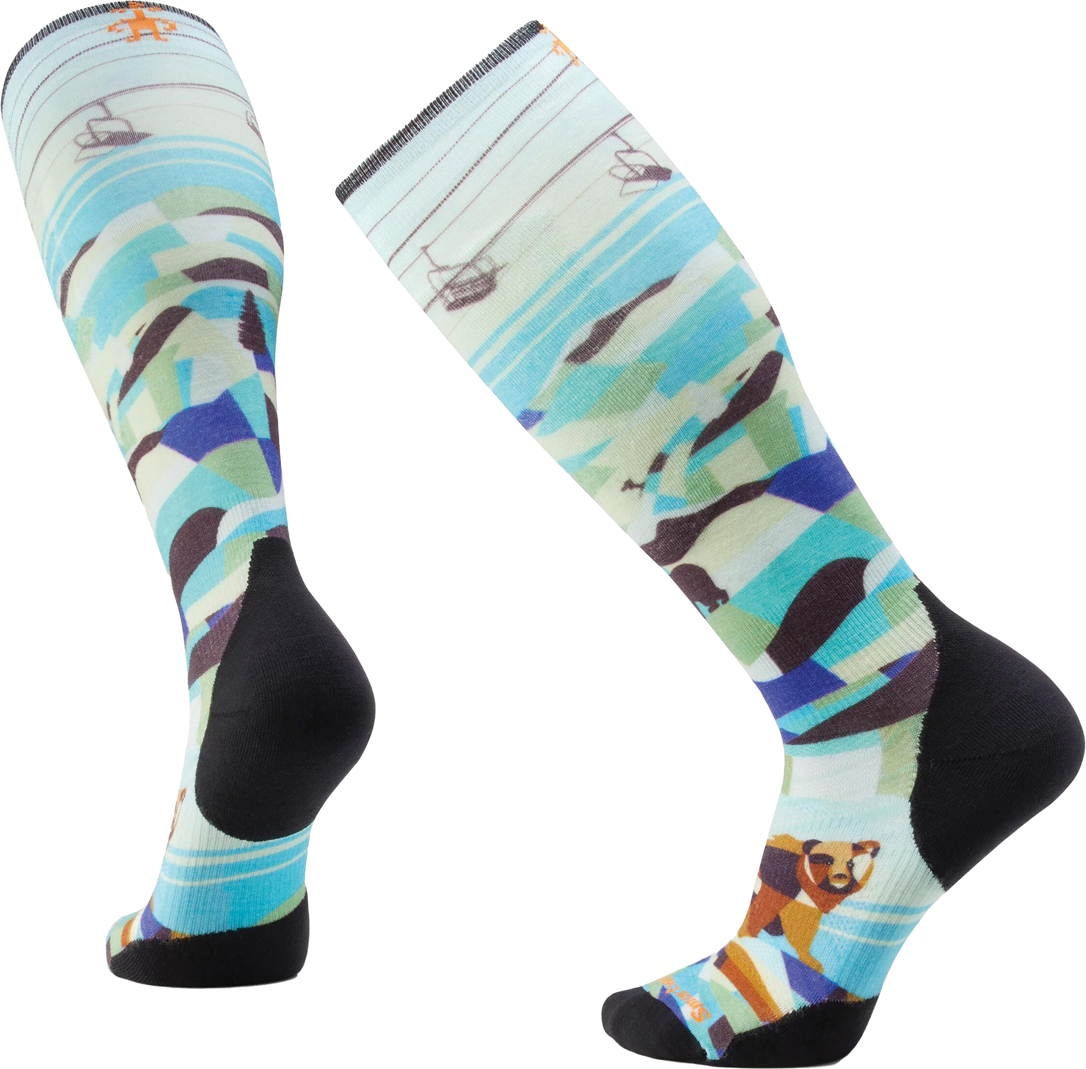 Ski Targeted Cushion Backcountry Bear Print OTC Socks Capri