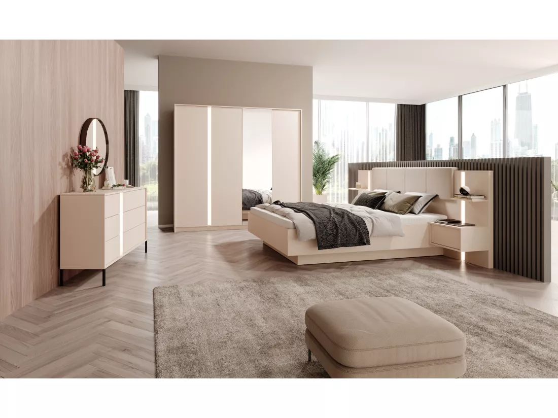Armoire à portes battantes DAST 230 LED 224x56x210 Rose