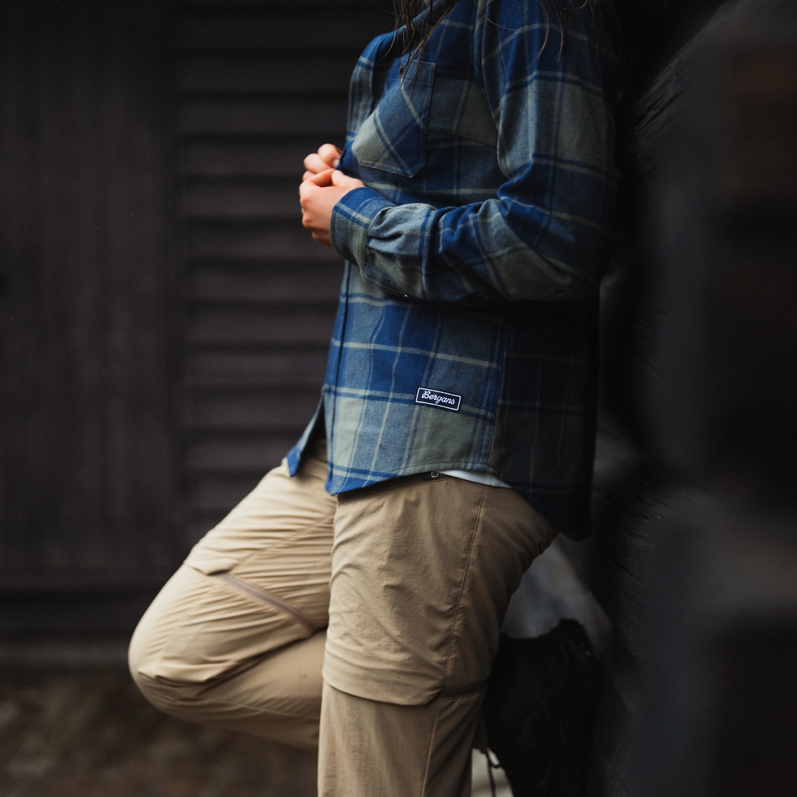 Nordmarka Flannel Shirt Women Green Mud / Navy Blue Check