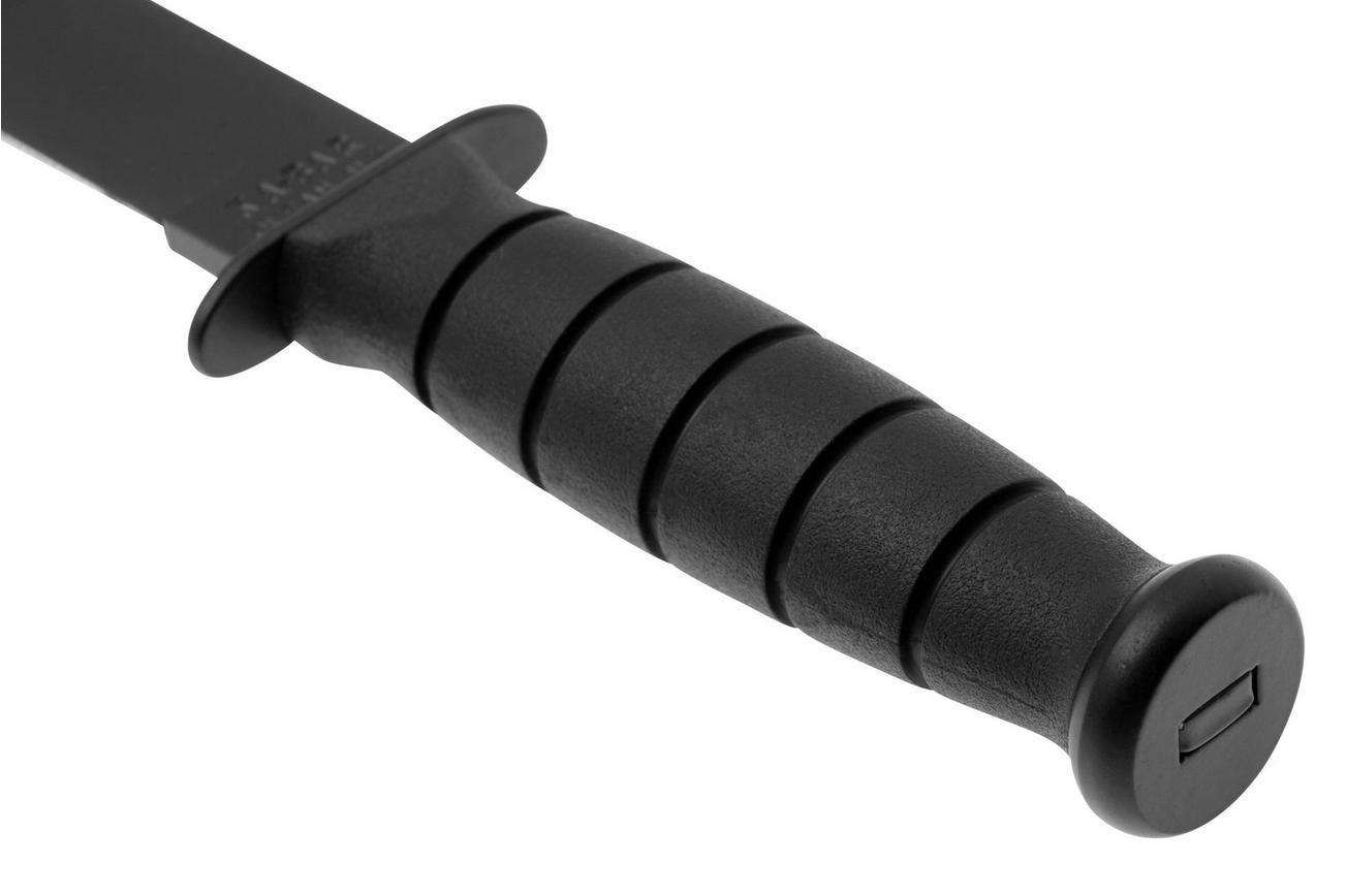 KA-BAR 5054 Short Tanto, Plain Edge Black, Kydex Sheath, vaststaand mes