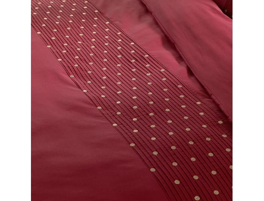 TERRE DE NUIT - Housse de couette brodée plis religieuses bordeaux 260x240 c...