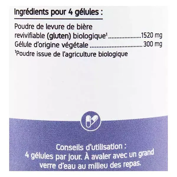 Levedura de cerveja orgânica e ecológica Nat & Form, reativada, 200 cápsulas vegetais.
