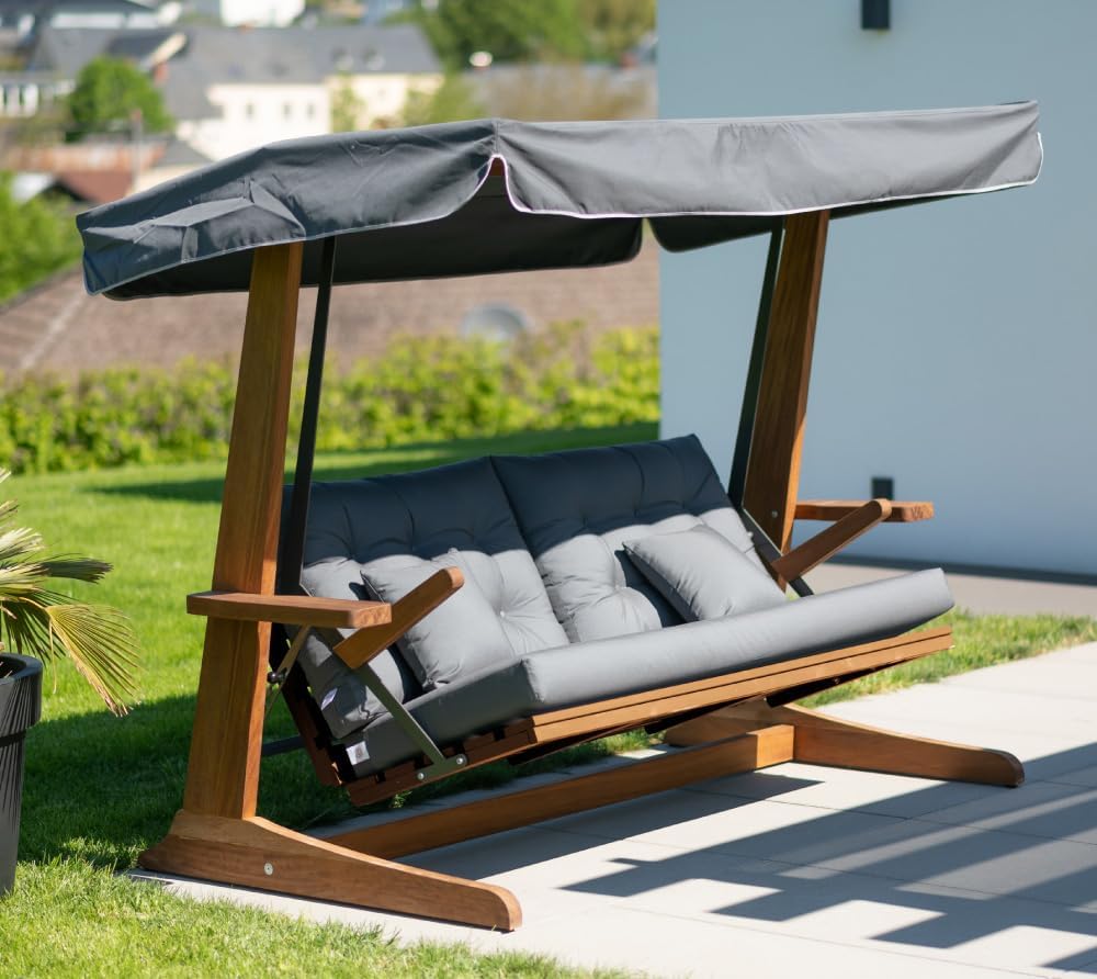 WESTMANN Hollywoodschaukel Schaukelbank Sia 2400 Anthrazit 236x120x190 cm Gartenschaukel Gartenliege mit Sonnenschutz Hollywoodliege Komplettset 400 kg Traglast