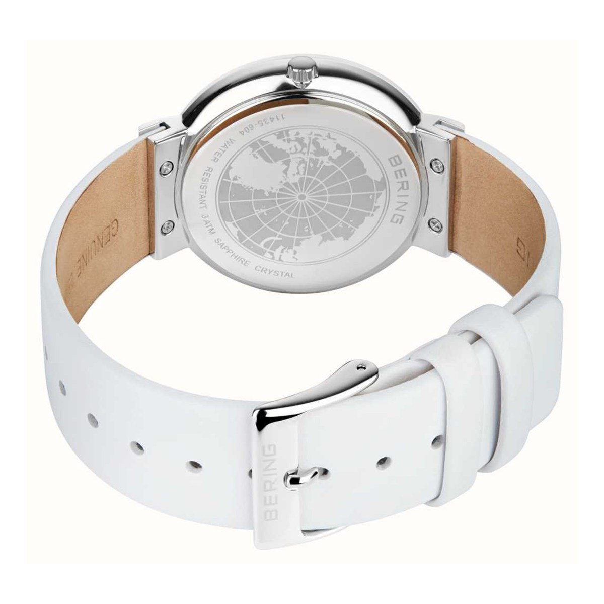 Montre femme Bering lunette céramique cuir blanc