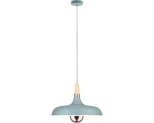 Hanglamp, 1-lichts, Ø 34,2 cm, hout/koper/zachtgroen