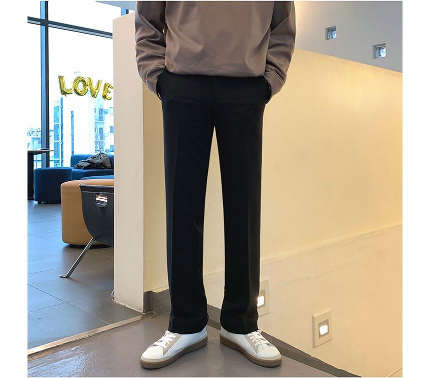 Omozando - Mid Rise Plain Straight Leg Dress Pants