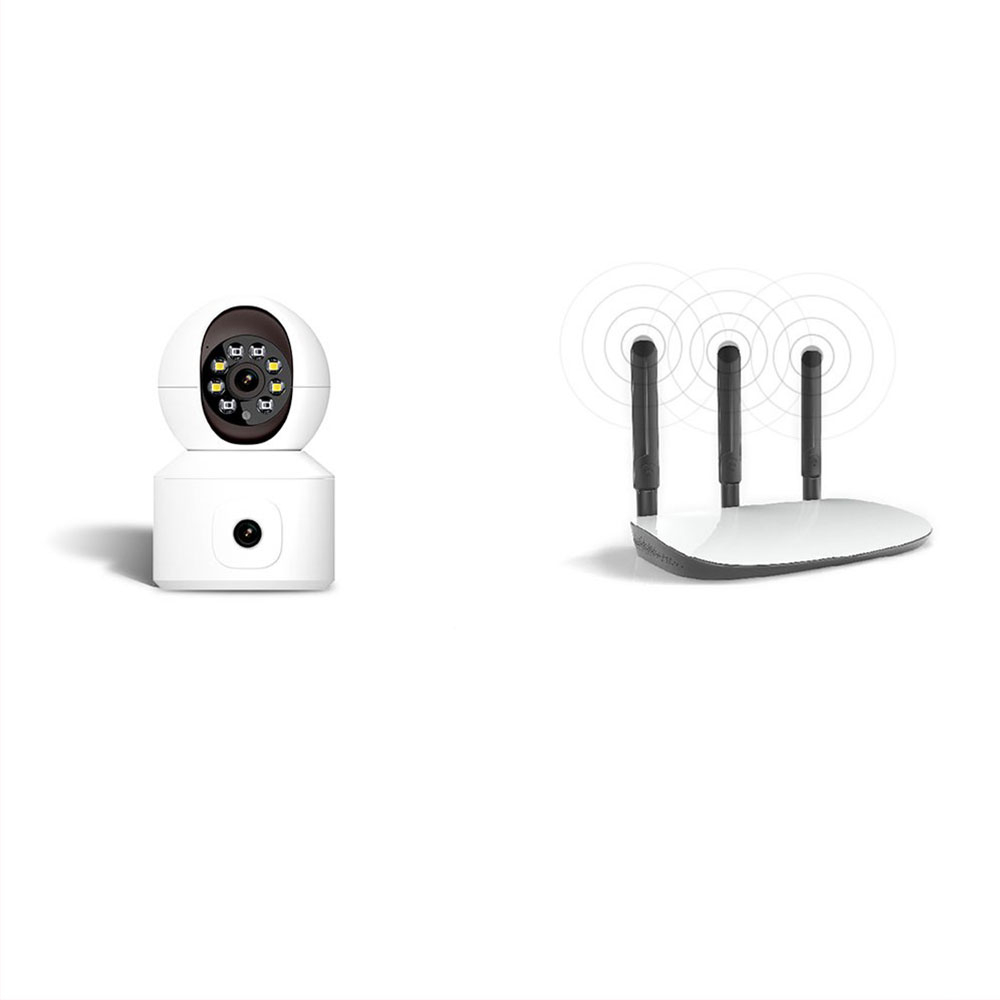 (2x2MP) 355° / 90° WiFi Internet Dual IP Kamera IR Nachtsichtfunktion / Audio und Bewegungserkennung (iOS/Android)