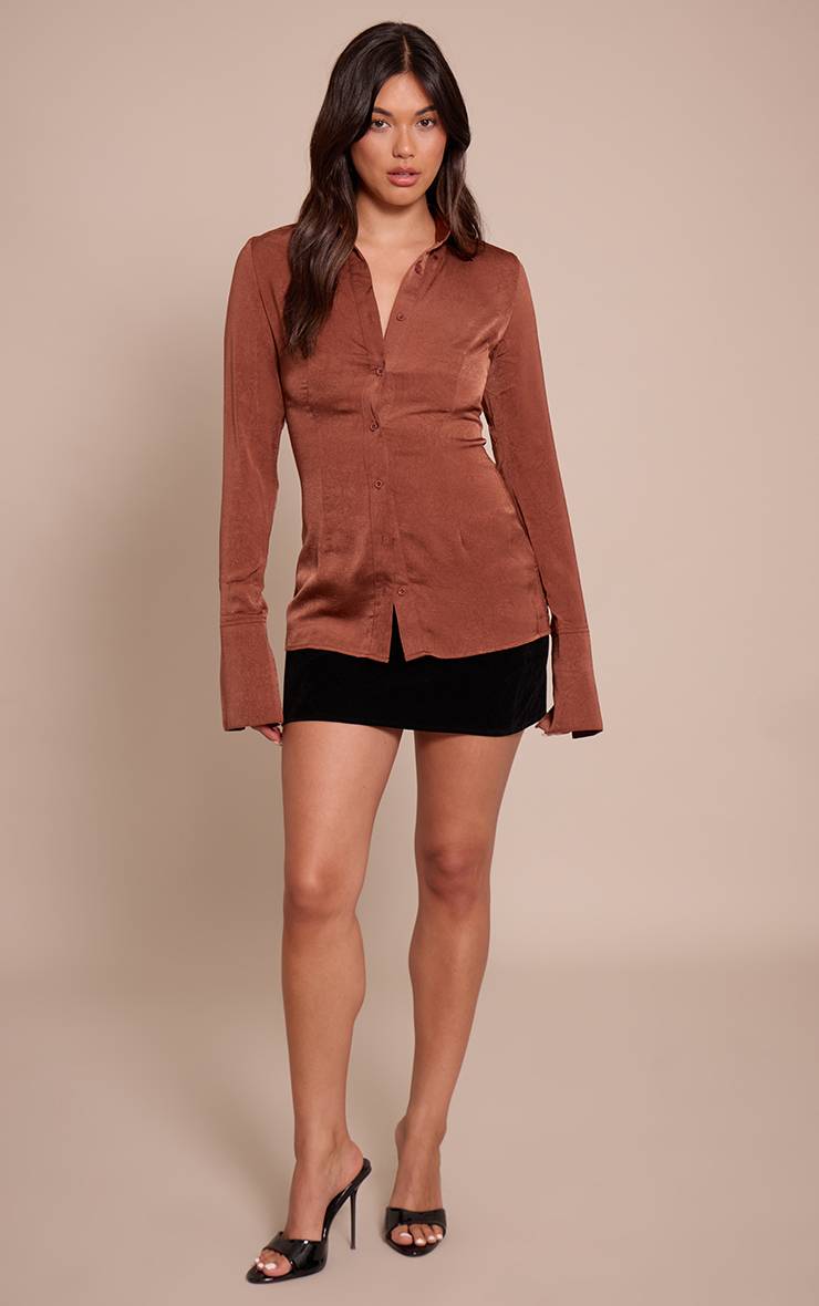 Chocolat Chemise Ajustée Texturée
