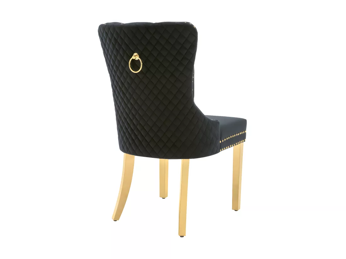 Lot de 4 chaises en velours avec pieds métallique - Noir