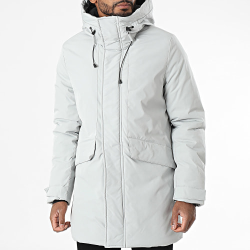 Parka Capuche Gris Clair
