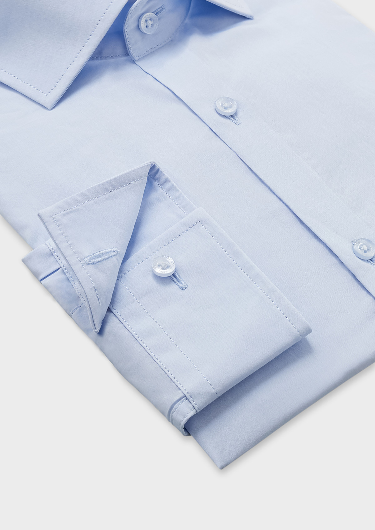 Chemise habillée Regular en popeline de coton uni bleu ciel
