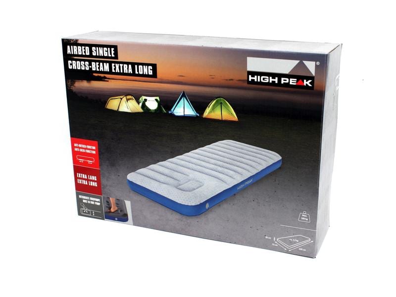 High Peak Luftbett Cross Beam Single Extra Long, 195 x 75 x Langes Luftbett ideal für Camping und als Gästebett