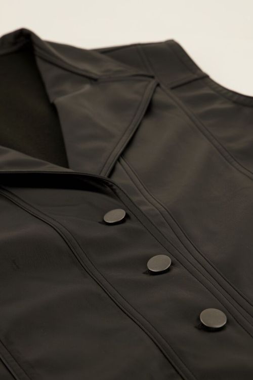 Zwarte leatherlook gilet oversized