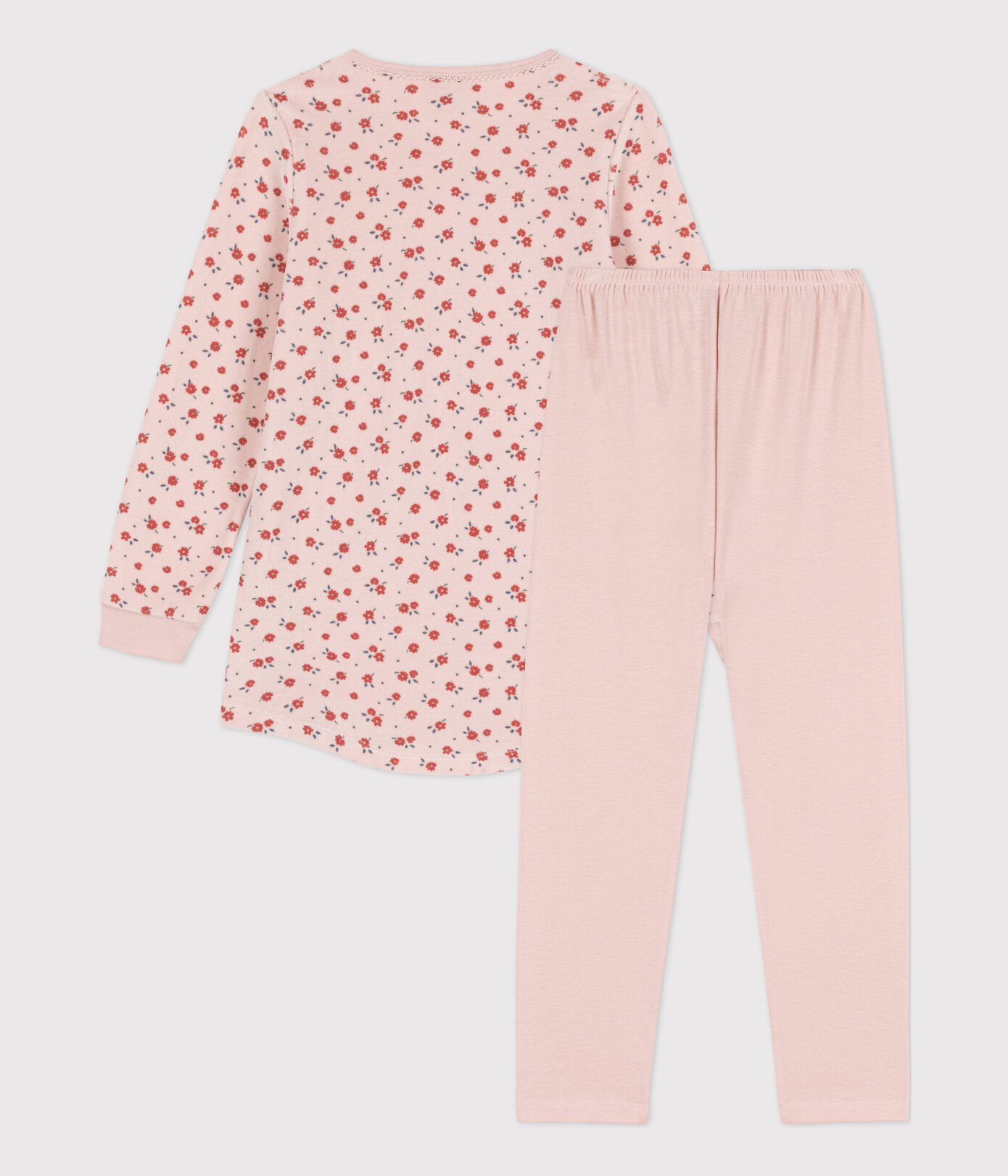 Chemise de nuit et legging fleur petite fille en velours et en coton