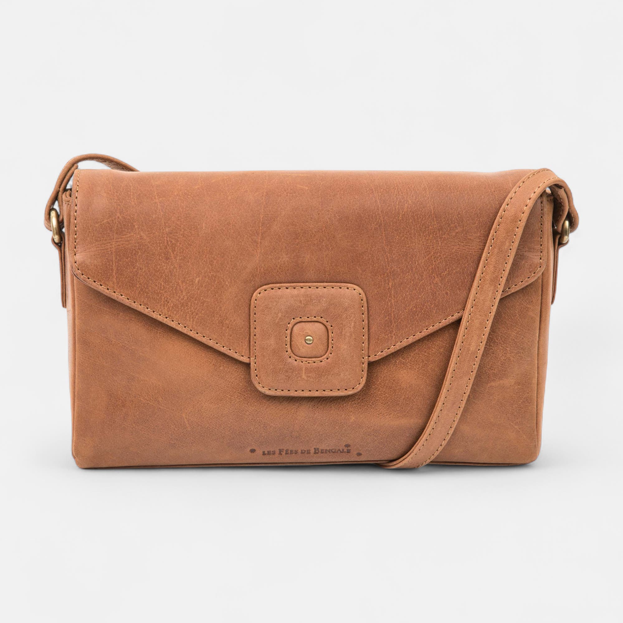 Sac bandoulière en cuir cognac