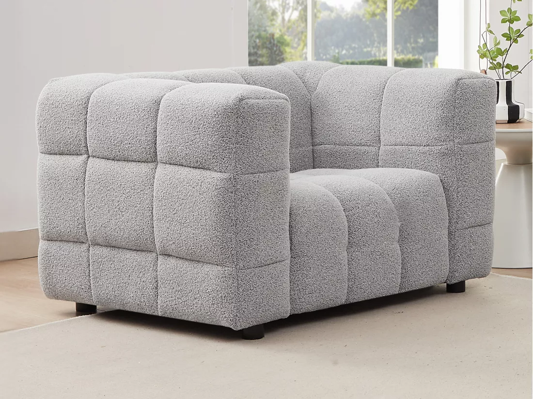 Fauteuil en tissu bouclette gris clair LERICI de Pascal Morabito