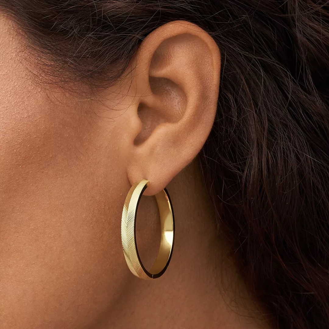 Fossil Creolen Harlow Linear Texture Goldig