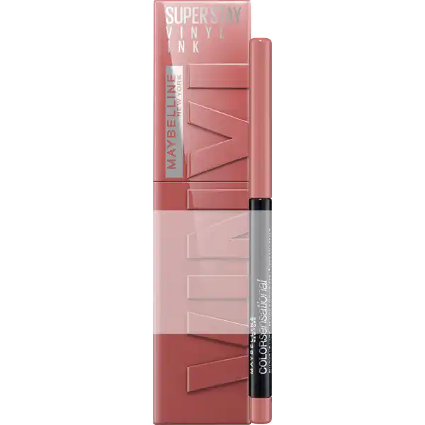 Super Stay Vinyl Ink 15 Peachy + gratis Color Sensational Shaping Lipliner 50 Dusty Rose