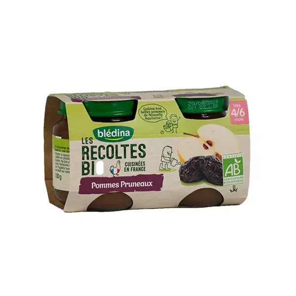 Compota de Maçã e Ameixa Blédina Organic Harvests em Pote +4m 2 x 130g