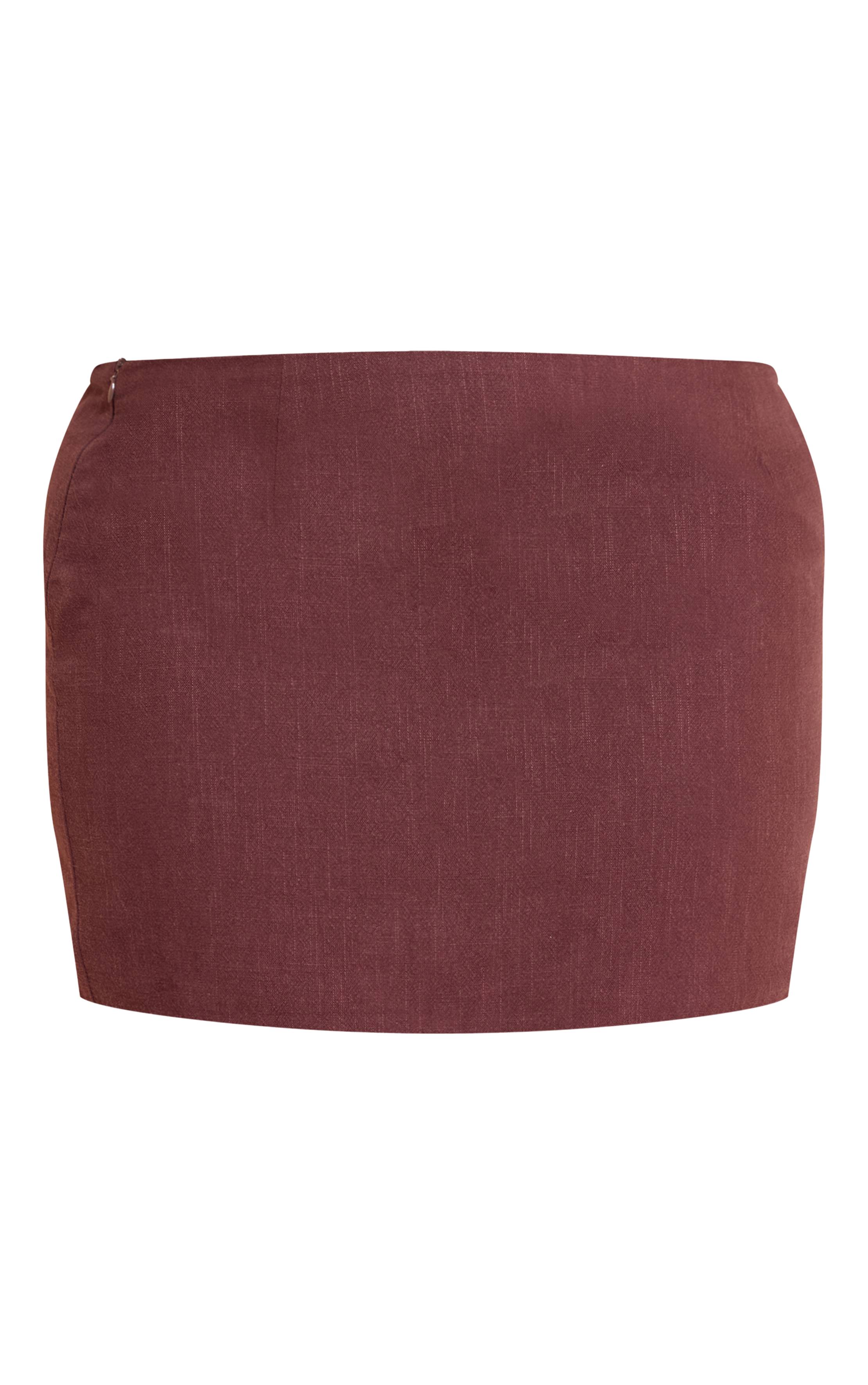 Deep Chocolate Jupe Courte Évasée En Lin Premium Grande Taille - Ensemble Coordonné