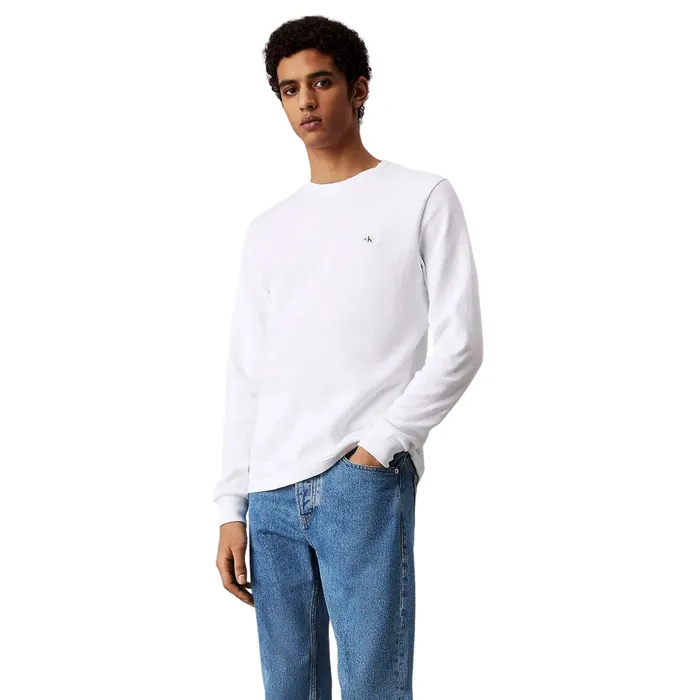 Calvin Klein Woven Label Waffle Longsleeve Shirt Heren
