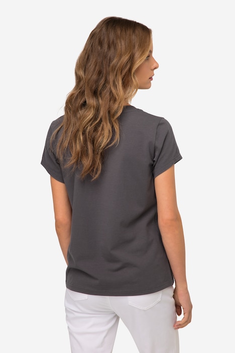 T-Shirt, kleiner Knoten Print, V-Ausschnitt, Halbarm, OEKO-TEX MIG