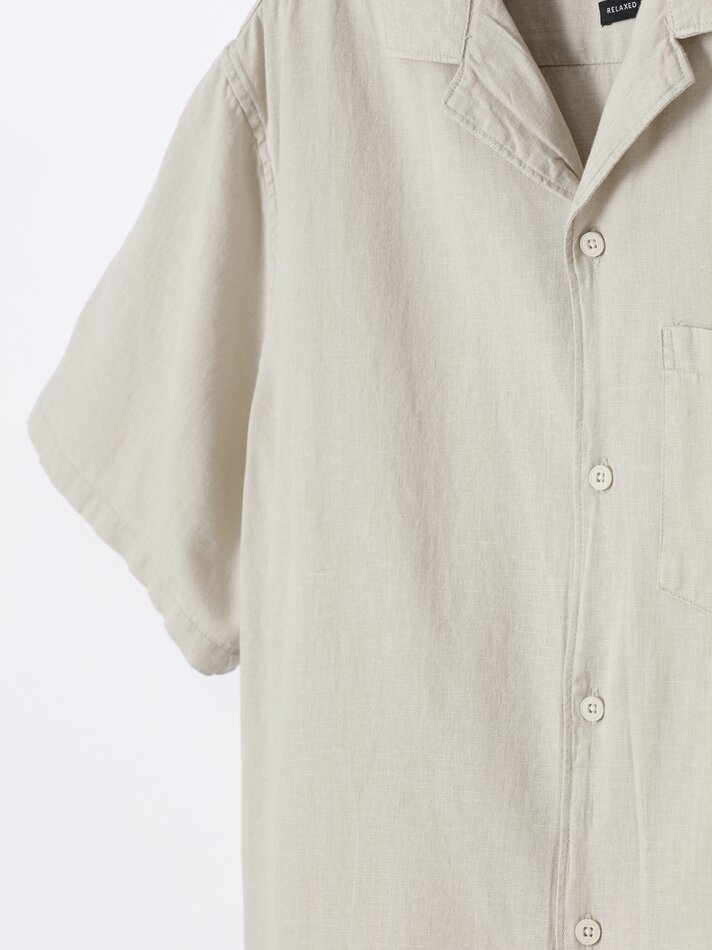 Camisa de algodão e linho - Areia