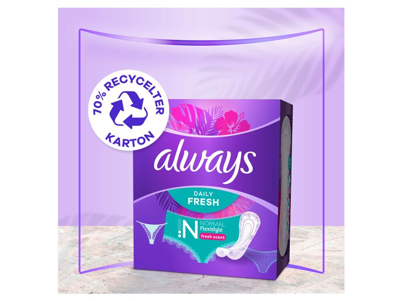 Always Slipeinlage Daily Fresh Flexistyle Normal 72 Stück Hochwertige Einlagen mit saugfähigem Kern
