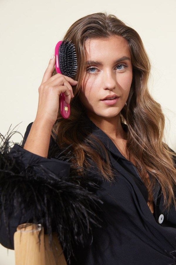 Fan Palm Hair Brush Sweet Pea Small