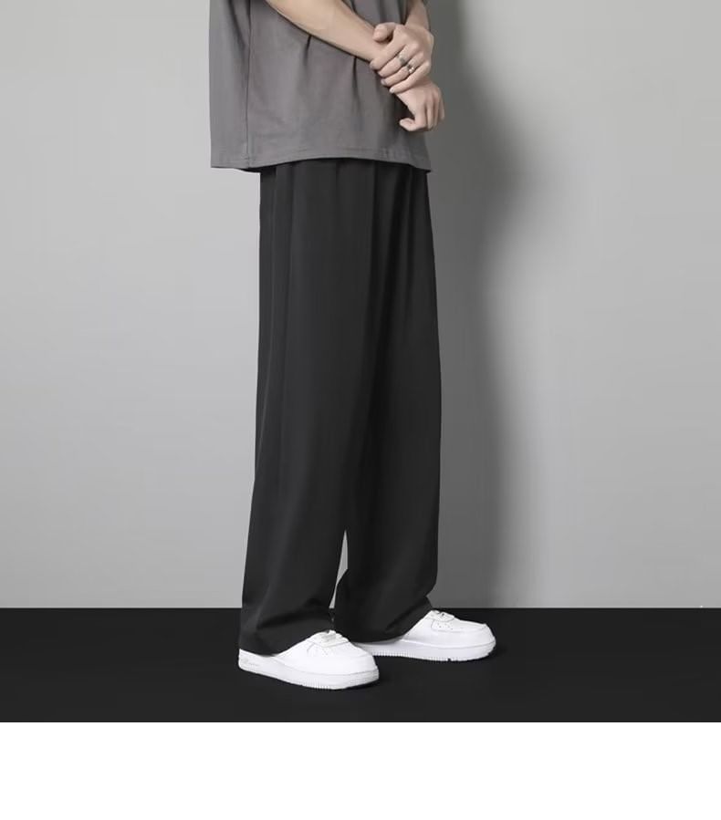 Acrius - Mid Rise Plain Loose Fit Broek / Cropped Harem Broek met Trekkoord Taille