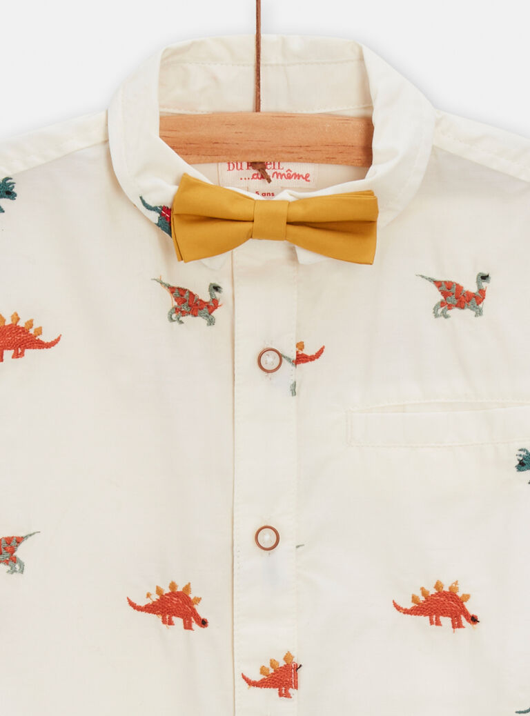 Chemise avec nœud avec broderies dinosaures pour garçon