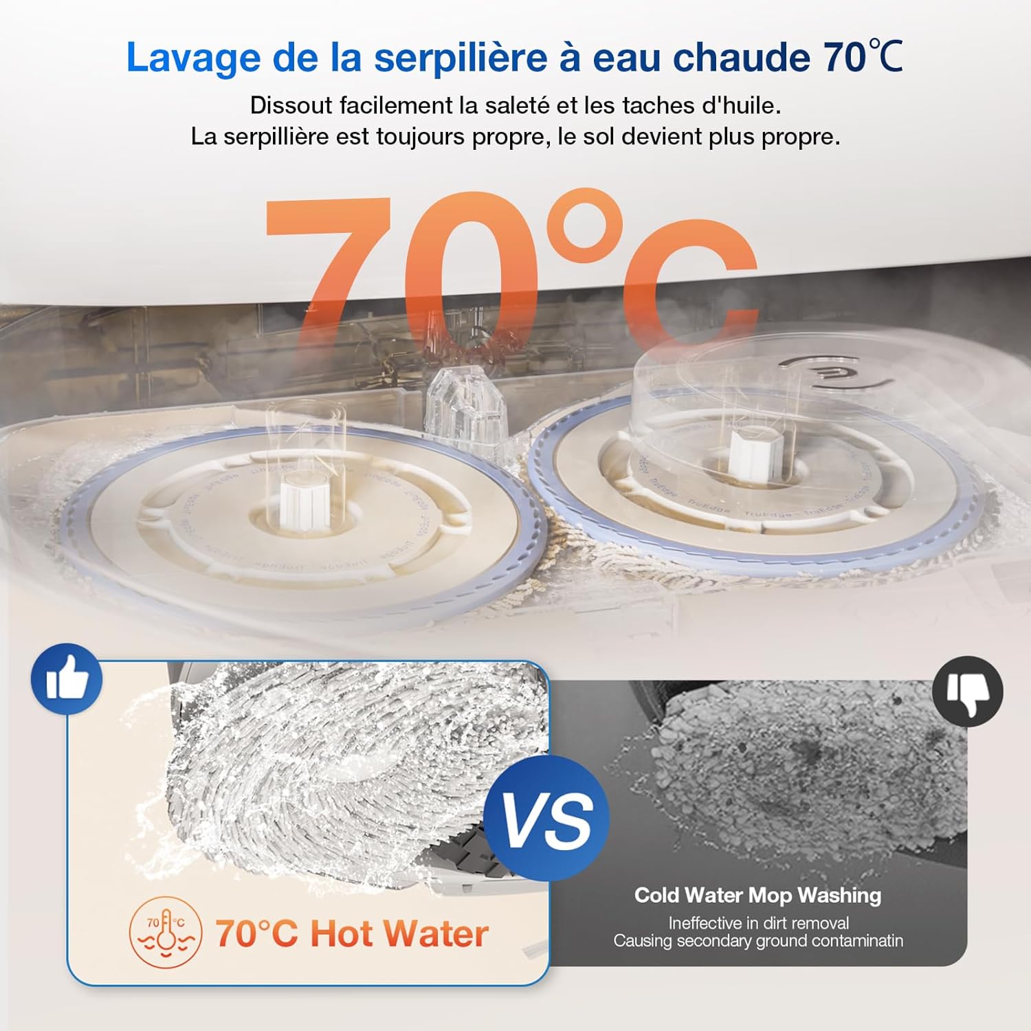 ECOVACS DEEBOT T30S Aspirateur Robot avec Station, Robot Aspirateur Laveur avec Brosse ZeroTangle, 11000 Pa, Nettoyage Humide adaptatif TruEdge™, Nettoyage des serpillières à l'eau Chaude 70°C