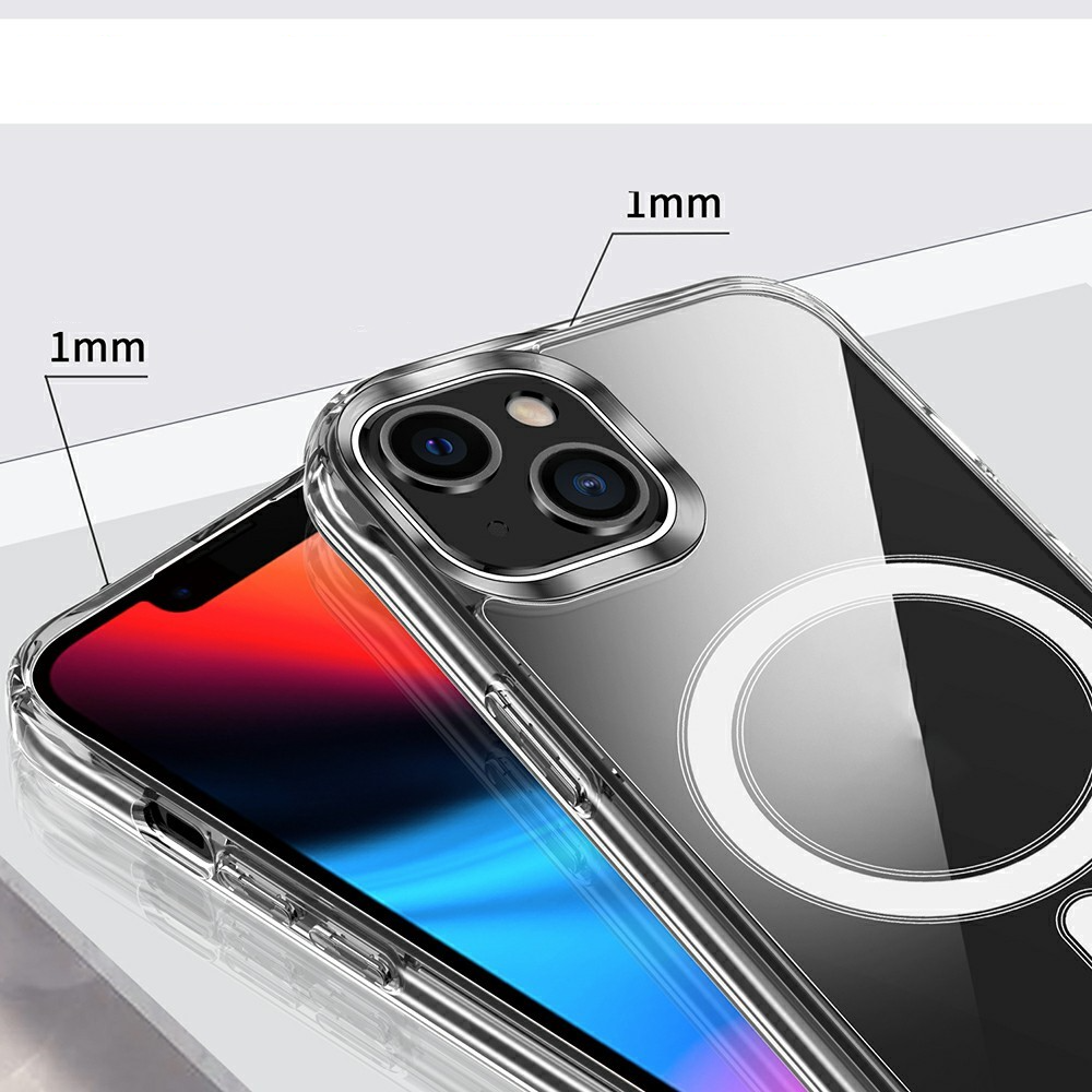 iPhone 13 MagSafe Hybrid Hülle TPU Bumper Acryl Rückseite Air Cushion Fallschutz - Transparent