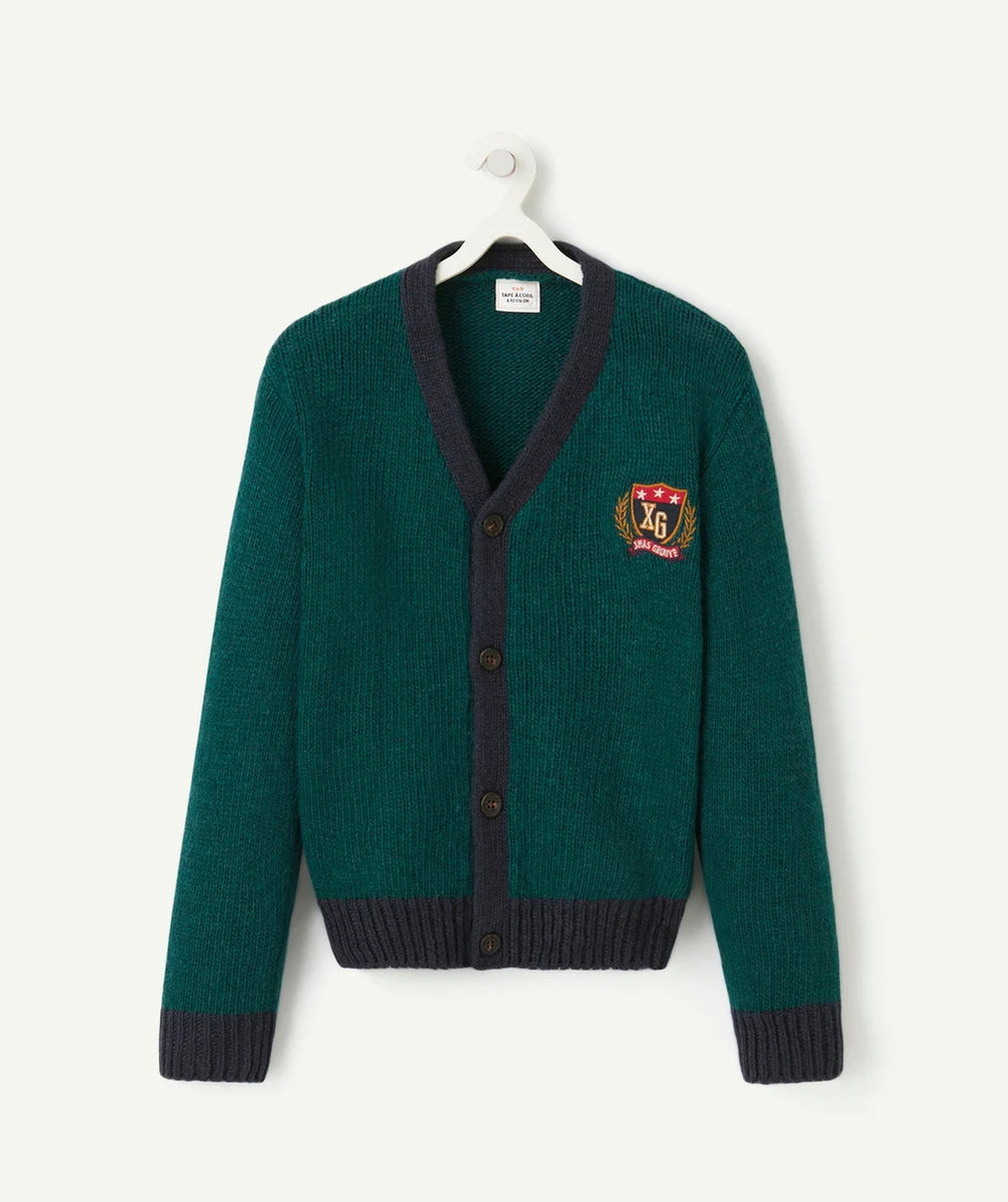 CARDIGAN GARÇON EN TRICOT MANCHES LONGUES AVEC PATCH BRODÉ XMAS GROOVE