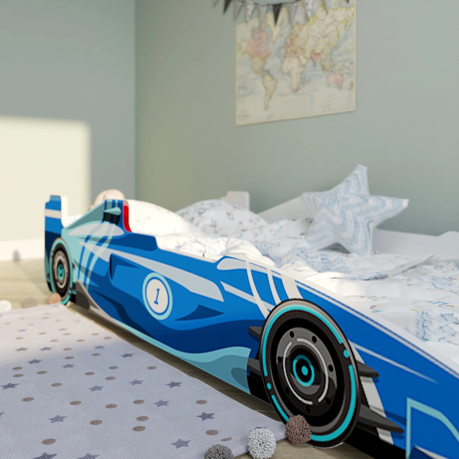 Kids Collective Autobett Kinderbett Jugendbett 80x160 mit Rausfallschutz | Spielbett blau