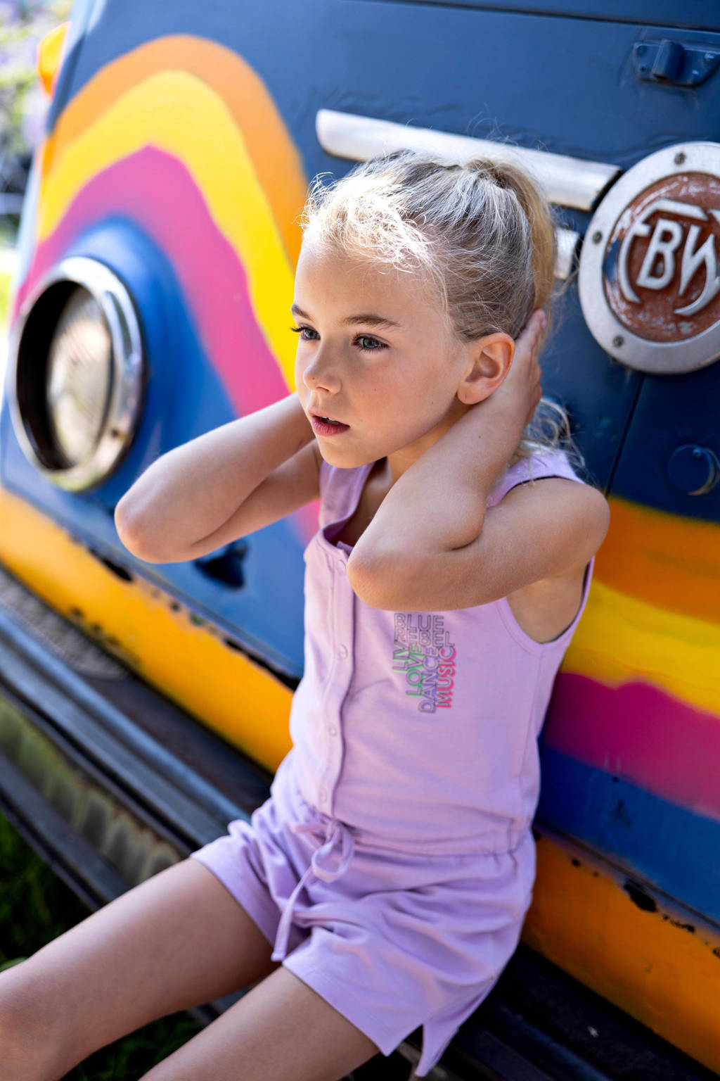 Blue Rebel jumpsuit Isadora met printopdruk paars
