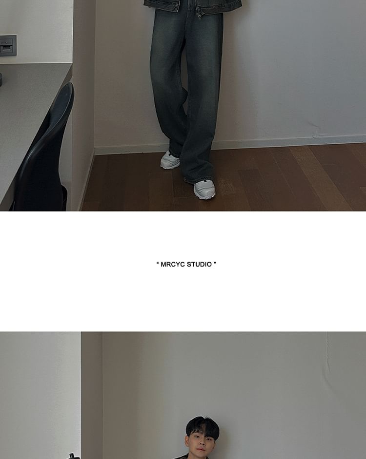 MRCYC - Denim jack met capuchon en rits / Mid Rise Washed Straight Leg Jeans / Set