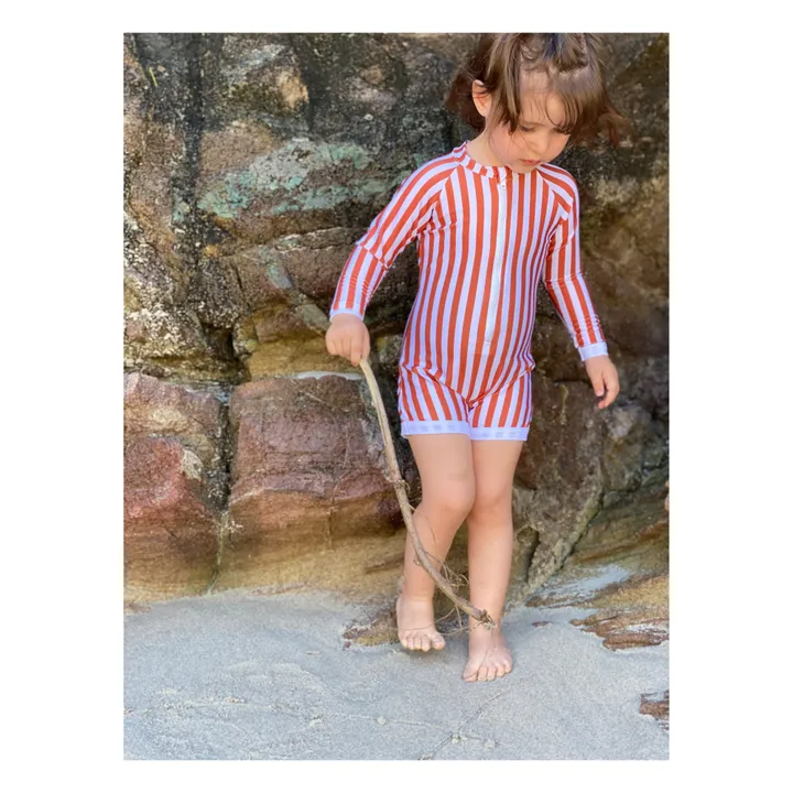 Juillet Juillet Combishort Anti-UV Matière Recyclée Rayé | Terracotta